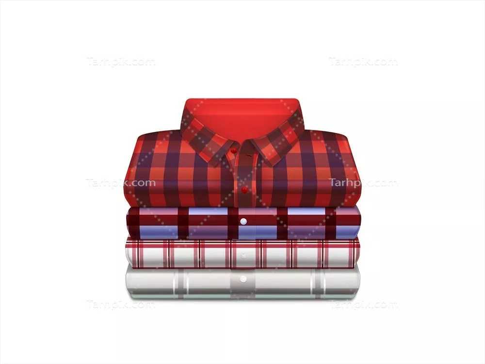 وکتور پیراهن‌های کتانی چهارخانه رنگی در یک پشته تا شده