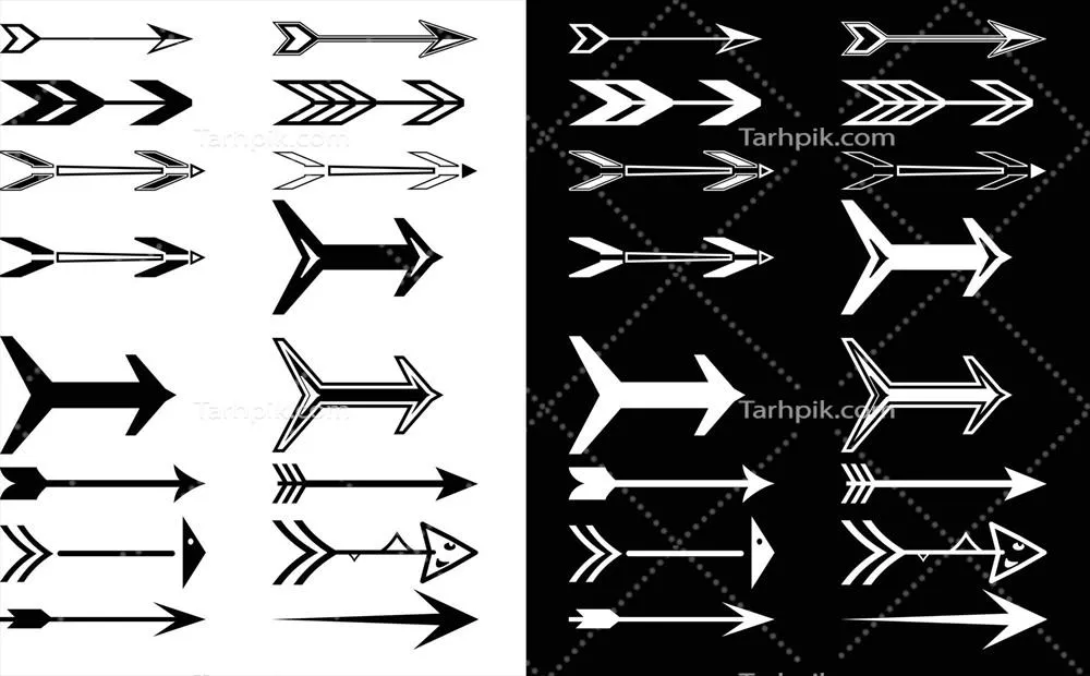 ست آیکونهای فلش وکتور برای استفاده تجاری - فلشهای سیاه و سفید