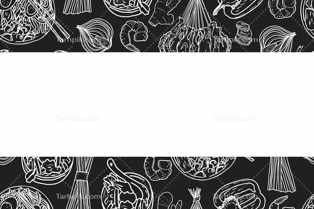 وکتور طراحی بنر غذای آسیایی با سبک دستی برای منوی غذاهای پان آسیایی