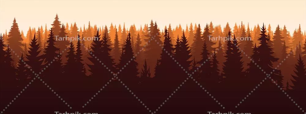 تصویر پاییزی افقی وکتور با جنگل سپیدار و مه در منظره دلنشین