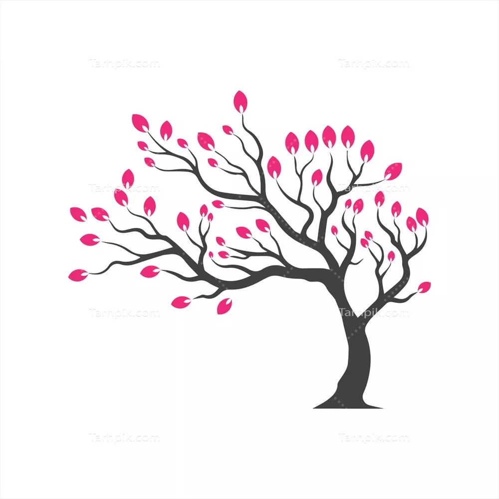 تصویر وکتوری دستکشیدهی زیبا از شاخهی درخت به همراه جزئیات زیبا