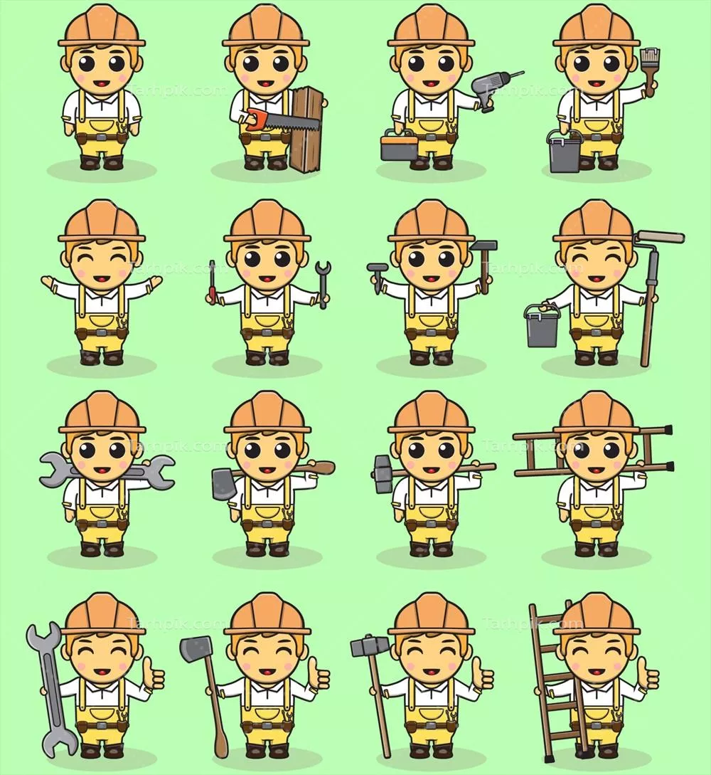 بسته کارتون وکتور تصویرگری دستیار خانگی دوستداشتنی و جذاب