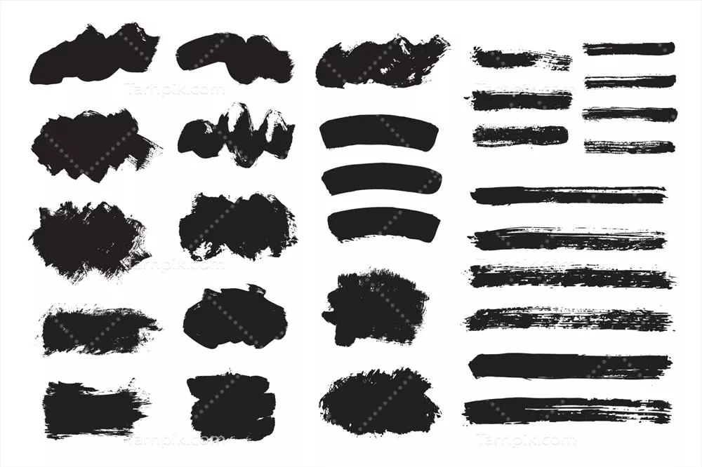 مجموعه وکتور براش نقاشی سیاه با حرکات زیبا و متنوع
