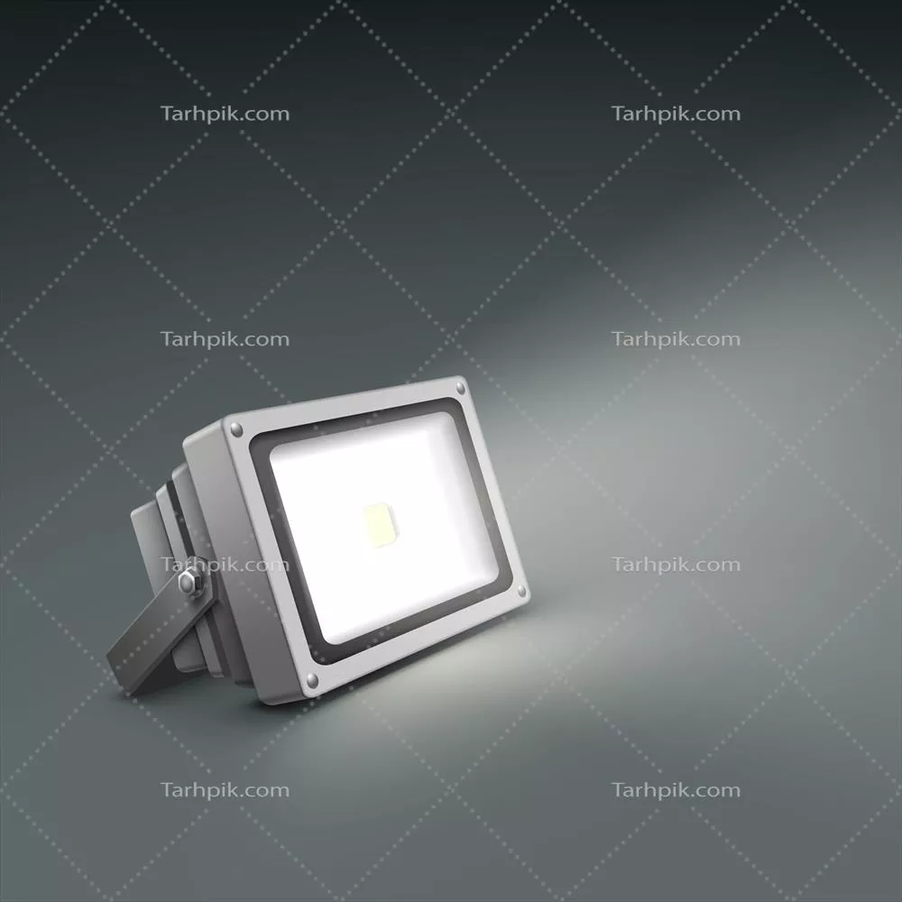 تصویر وکتور از لامپ نقطهای روشنایی با نمای جانبی روی زمینه سیاه خاکستری