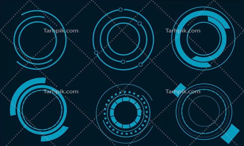 طراحی گرافیک وکتور قاب دایرهای با موضوع فناوری