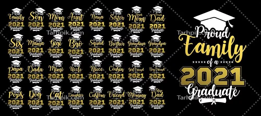 طراحی وکتوری لوگوی فارغ التحصیلی 2021 و طراحی برای تی شرت