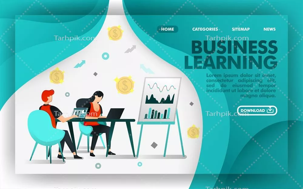 بنیاد یادگیری کسب و کار با طراحی وکتور سبز برای بنر وب سایت