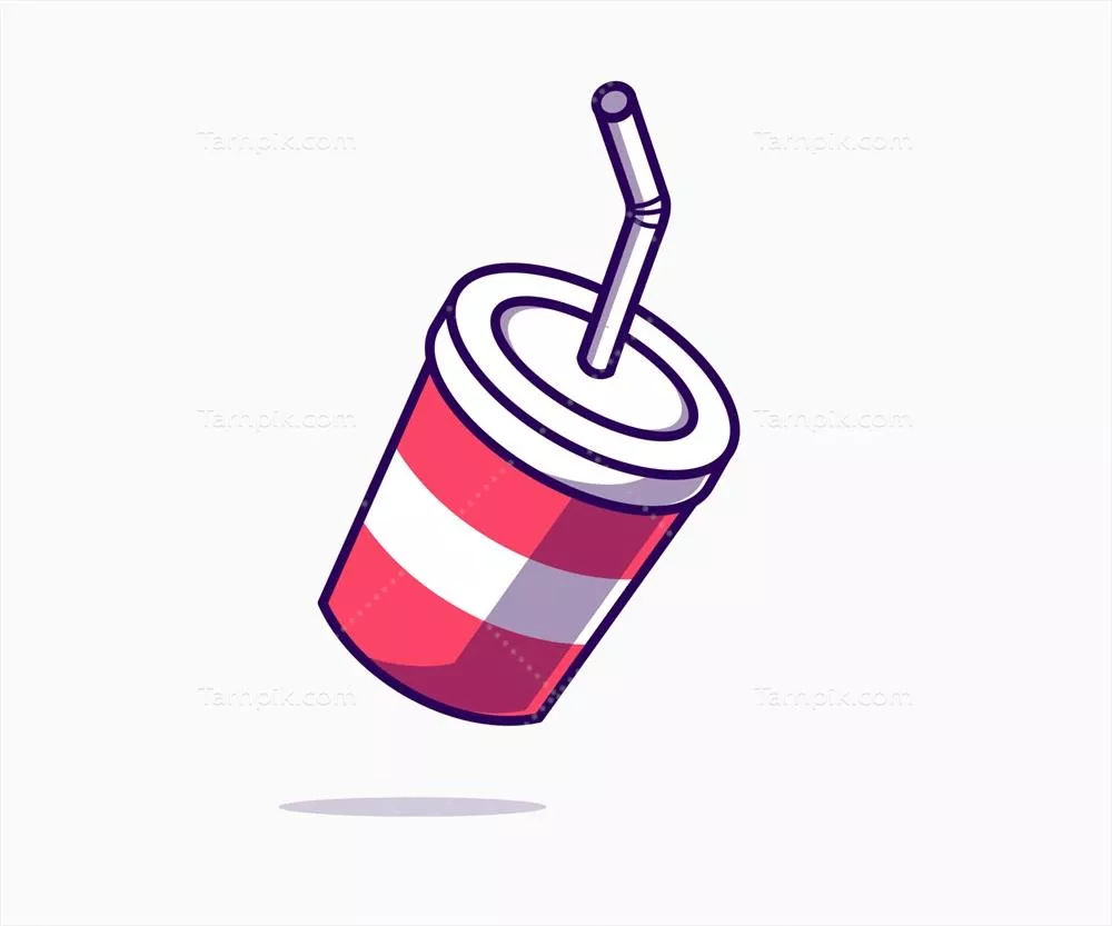 نقاشی وکتوری از نماد فنجان نوشیدنی سریع به صورت کاریکاتوری Flat