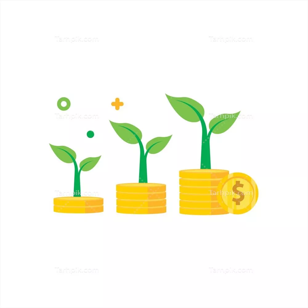 تصویر برداری وکتور از رشد سکه به عنوان سرمایه گذاری با جزئیات مناسب