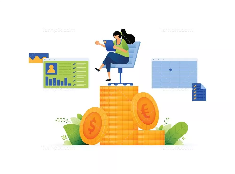 تصویری وکتوری از توانمندسازی زنان و ثبات مالی در جامعه