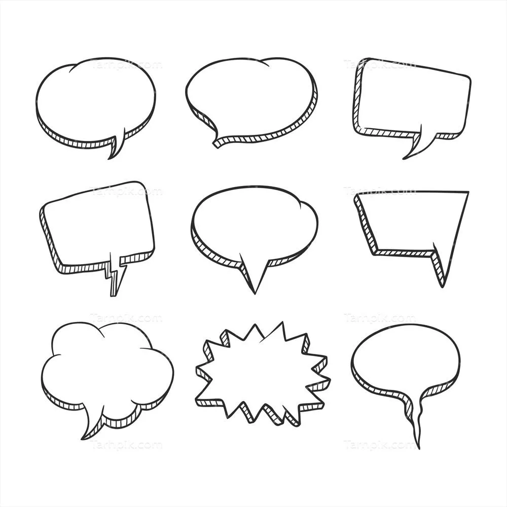 تصویر وکتور از عنصر حباب گفتگو با طراحی دستی و منحصر به فرد