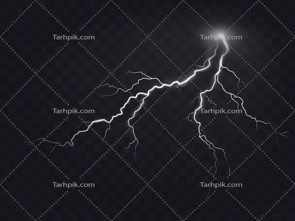 تصویر وکتور از نورهای درخشان و پرزرق و برق رعد و برق با افکتهای طبیعی و تاریک