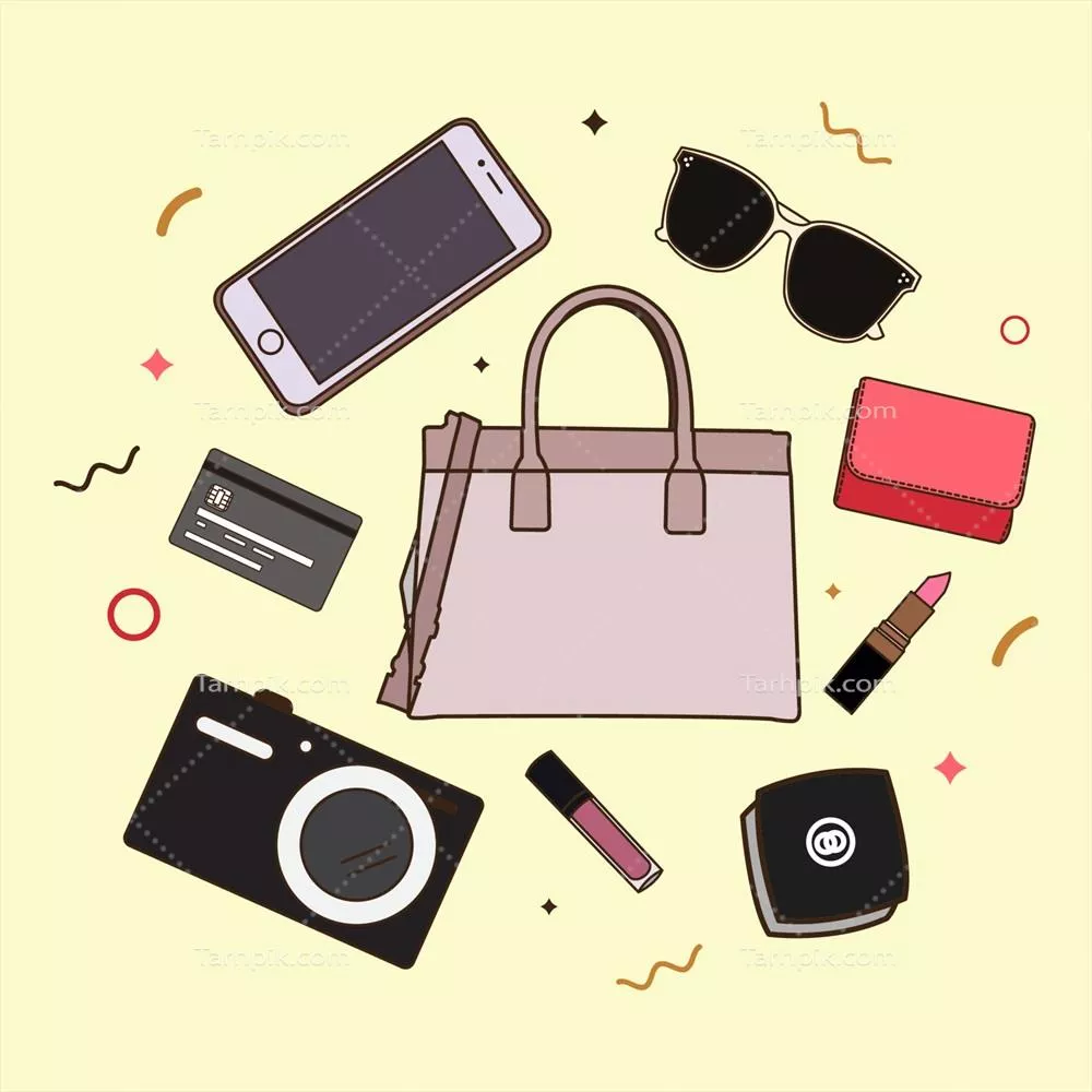 نقش وکتوری از یک زن با کیف در تعطیلات: لحظه‌ای دلنشین و ماجراجویانه