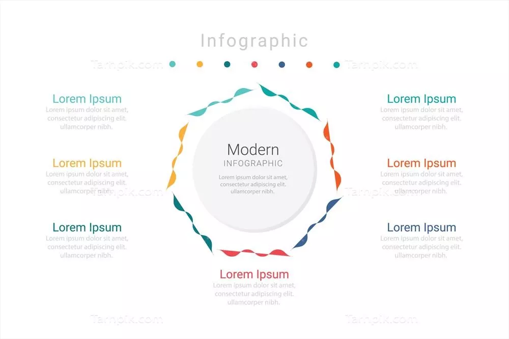 قالب طراحی اینفوگرافیک وکتوری با ۷ سطح یا مرحله به صورت جذاب