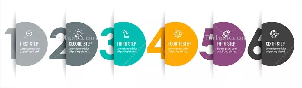 وکتور طراحی اینفوگرافیک برداری با برچسب‌ها و آیکن‌ها و 5 گزینه مختلف