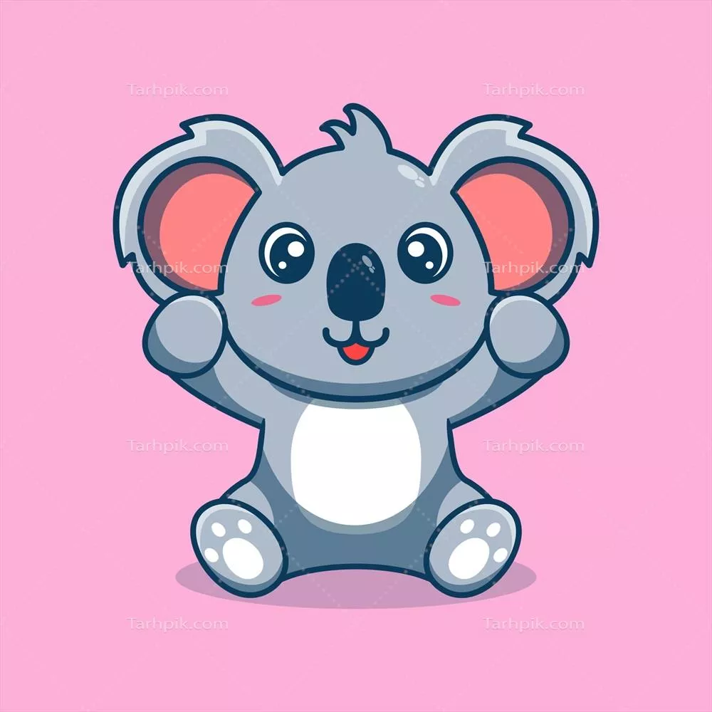 لوگوی کارتونی کایوئی و خیره کننده با تصویر کوالا نشسته در گرافیک وکتور