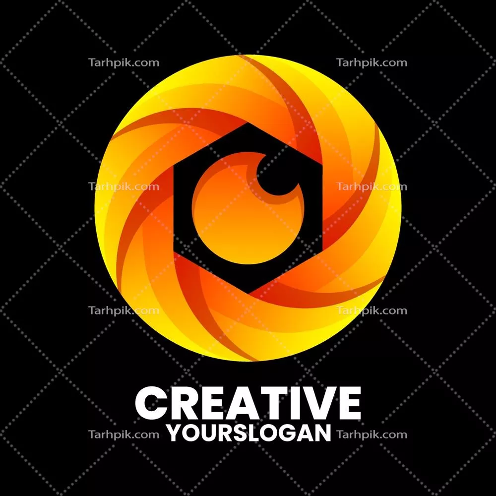 طراحی لوگوی وکتور دوربین با رنگ های گرادیانی و سبک رنگارنگ