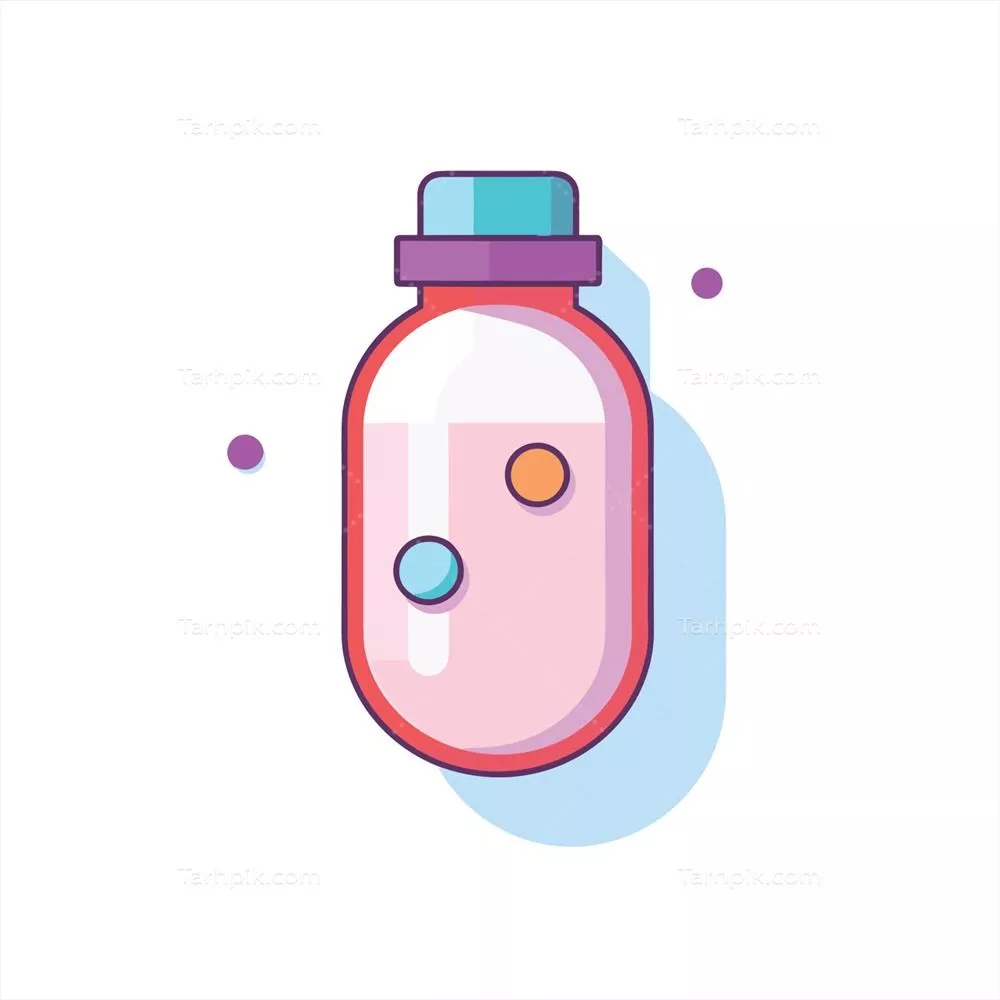 رسم وکتور یک بطری صاف پر شده با مایع رنگی