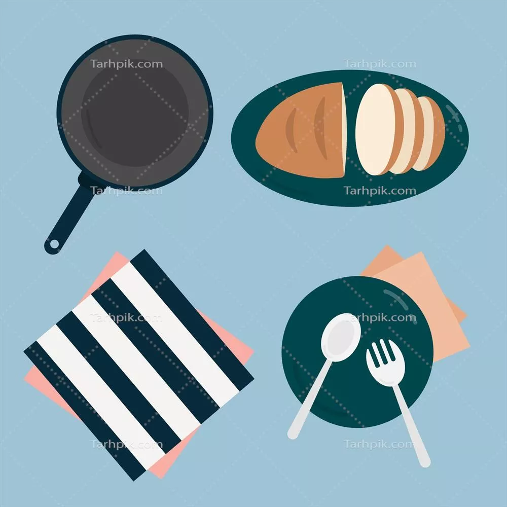 مجموعه استیکرهای غذایی وکتور با طرح‌های پاستلی و جذاب