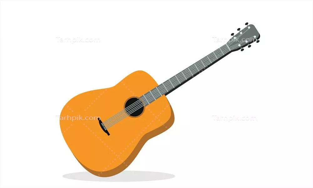 گیتار آکوستیک چوبی با طراحی وکتور بسیار واقع گرایانه و دقیق