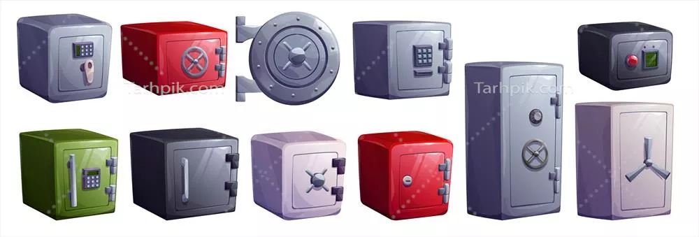 وکتور جعبه امن و ایمن نگهداری دارایی با درب بسته و طراحی استیل