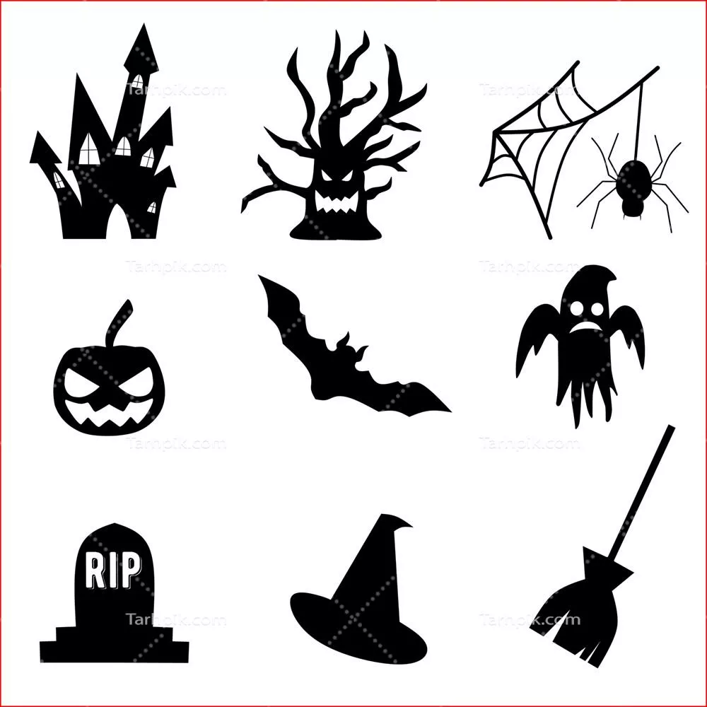 مجموعه آیکون‌های وکتور هالووین برای طراحی‌های گرافیکی خلاقانه
