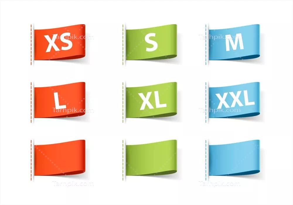 دانلود پک وکتور برچسب های اندازه لباس و برچسب های خالی برای استفاده