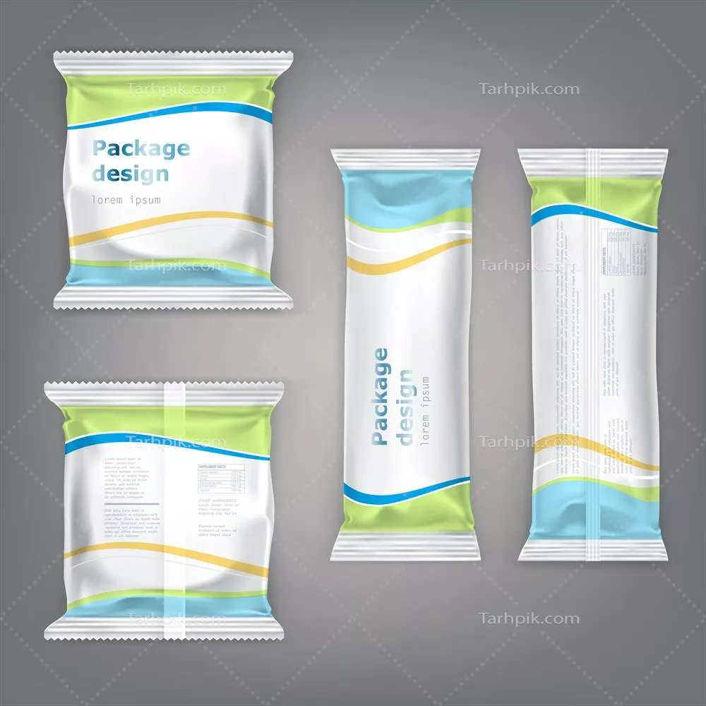 بسته بندی وکتور مجموعه ای از تنقلات، بیسکویت، شکلات و شکلات بارها