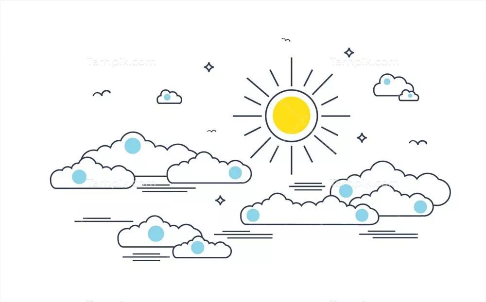 طرح وکتور آسمان به سبک خطی با جزئیات زیبا و منحصر به فرد