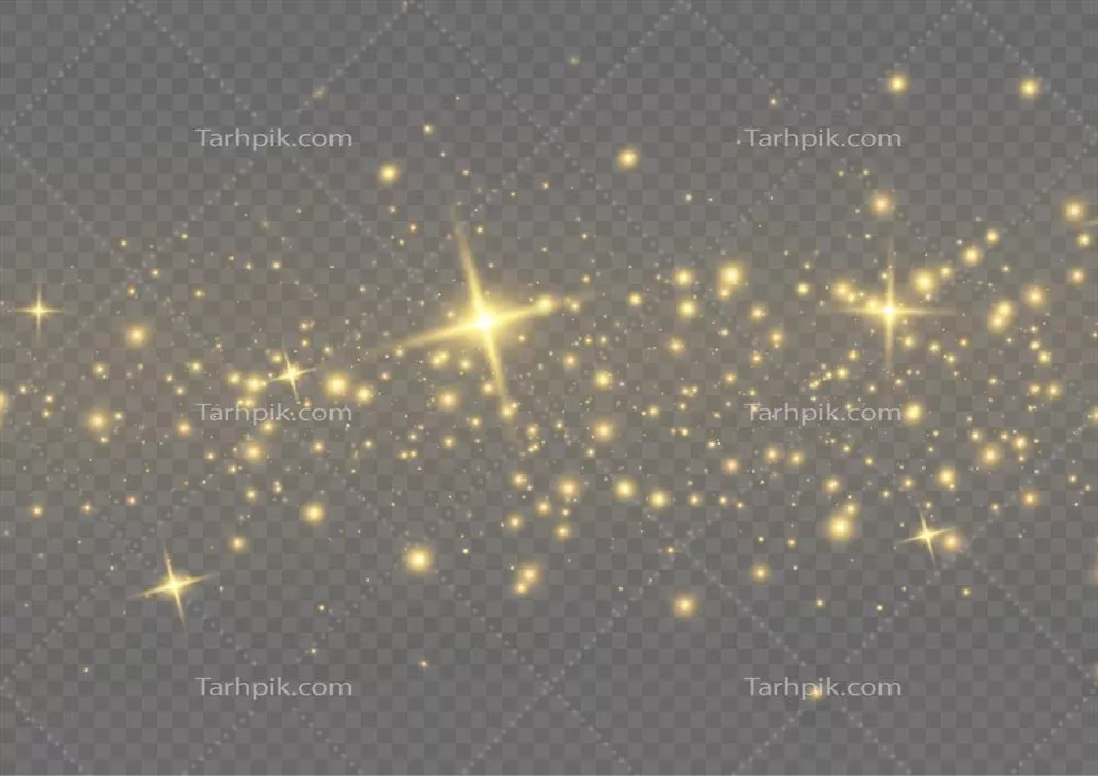 اثر نورانی با جرقه های طلایی و غبار زرد در طراحی وکتور