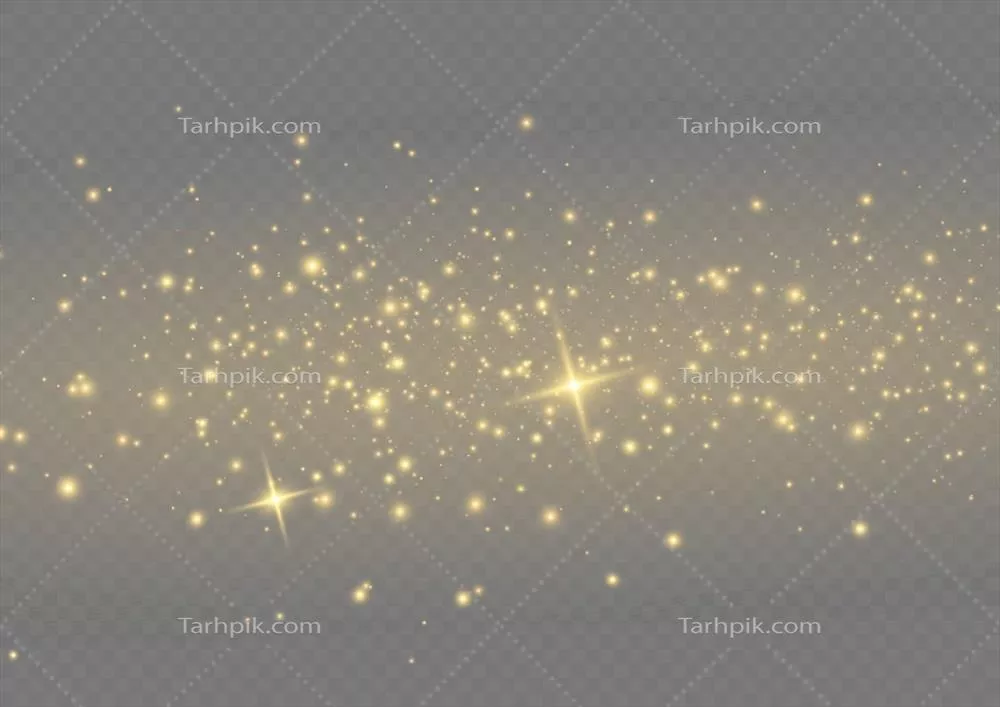 درخشش ذرات طلایی و زرد روشنایی همراه با جرقه‌های وکتور