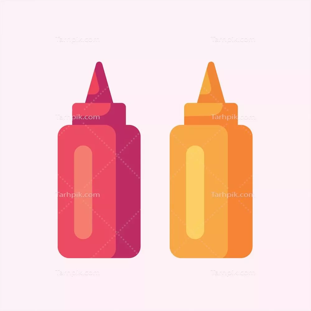 شیشه سس کچاپ و مایونز گوجه‌فرنگی با طراحی وکتور