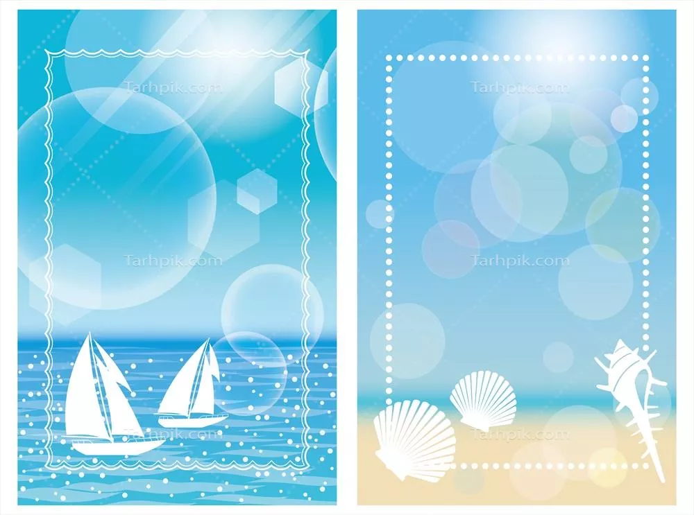 مجموعه زمینههای وکتوری تابستانی گرمسیری با فضای خالی برای متن روی پسزمینه سفید