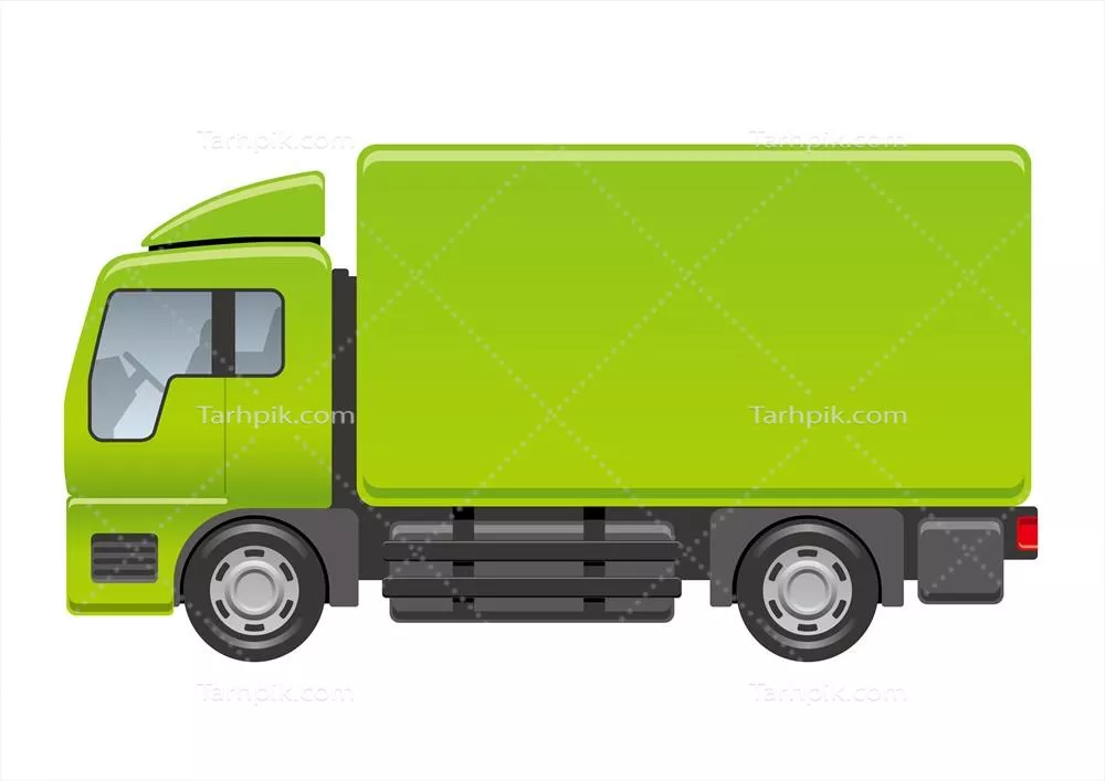 تصویر وکتوری کامیون در حالت جداگانه بر روی پس‌زمینه سفید