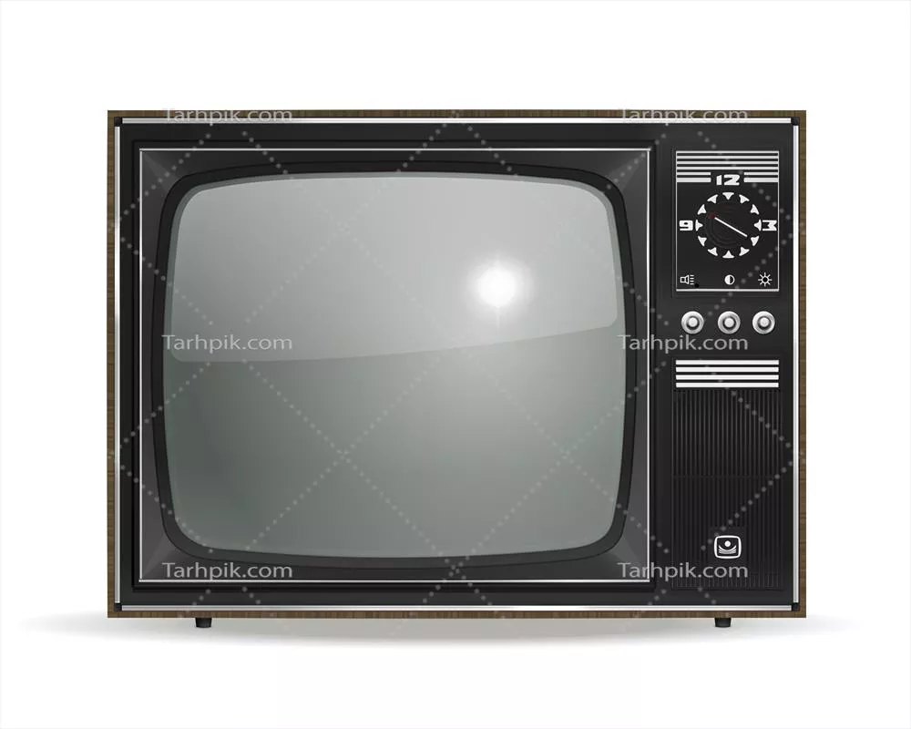 تصویر وکتور تلویزیون CRT قدیمی و واقعی با طراحی وینتج و رنگ سفید