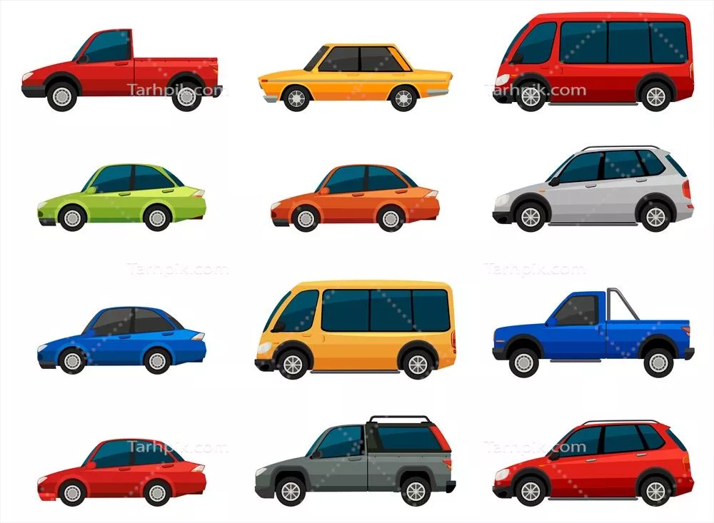 مجموعه وسایل نقلیه وکتور برای طراحی های گرافیکی و دیجیتال