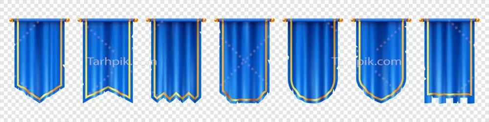 وکتور پرچم عمودی برای صحنه بازی سه بعدی قرون وسطایی