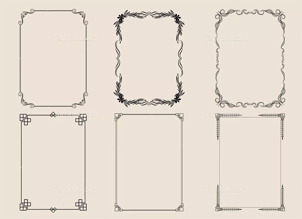 وکتور عناصر گلدار و فریمهای عتیقه و کلاسیک برای طراحی دعوتنامهها، کارتهای تبریک و کارتهای عروسی