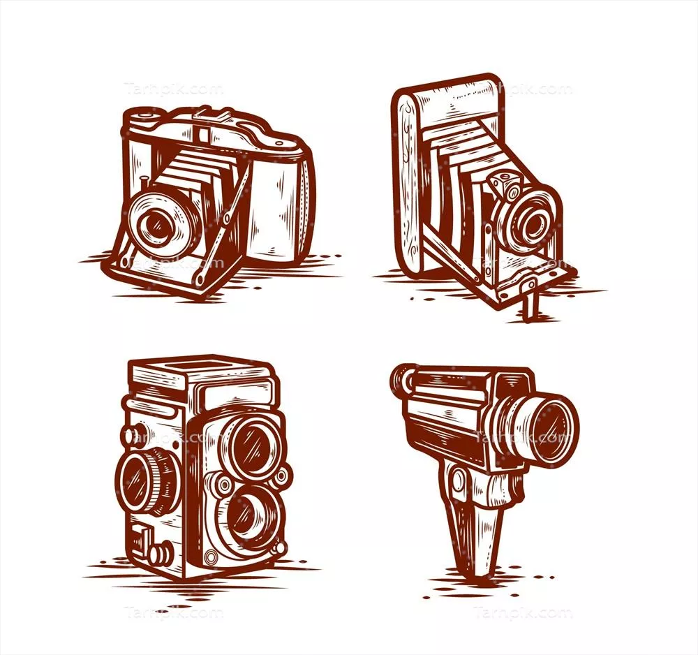 مجموعه وکتور دوربین‌های عتیقه با طراحی شگفت‌انگیز