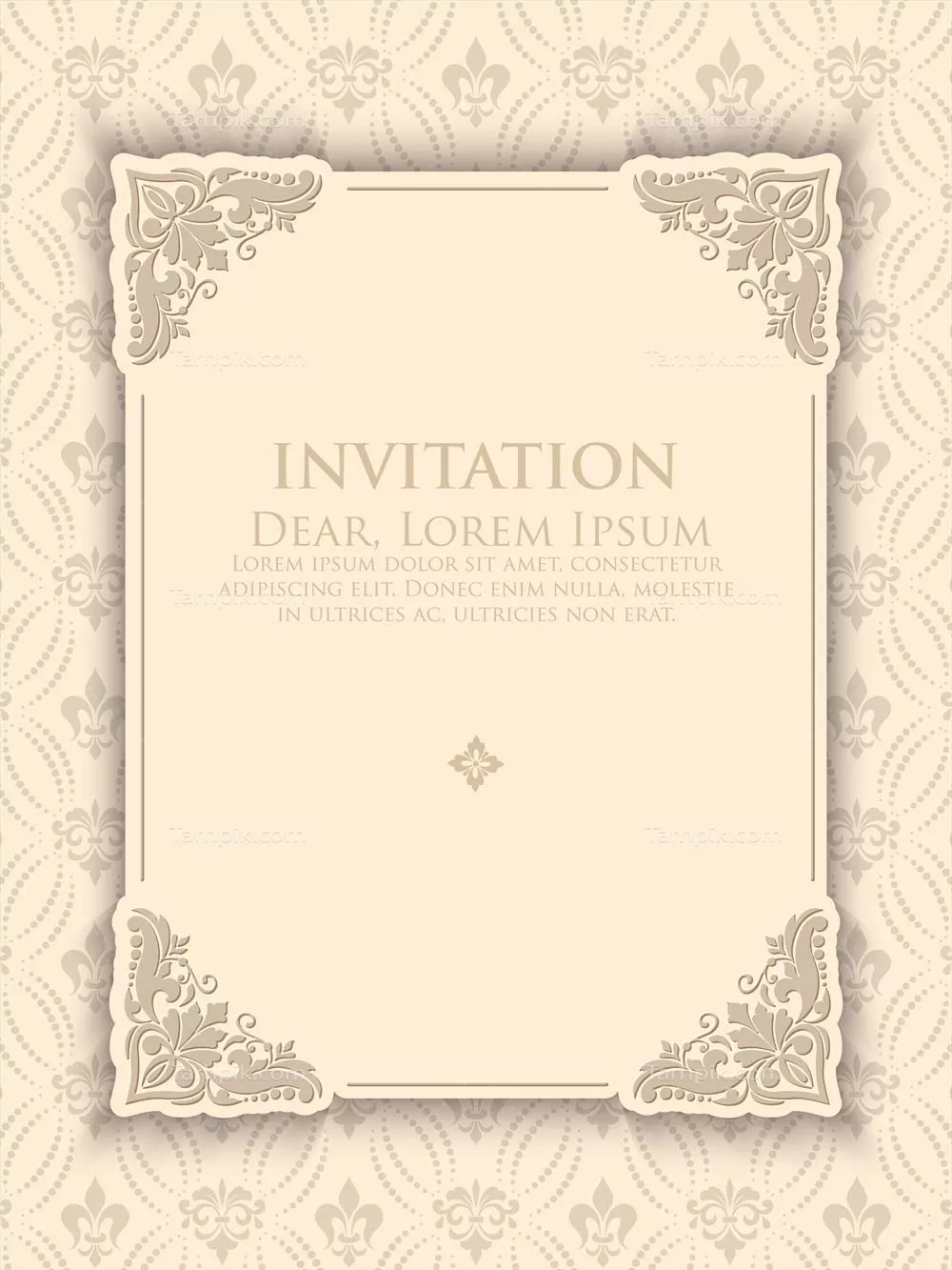 وکتور طرح دعوت vintage با طراحی زیبا و کلاسیک برای مراسم خاص