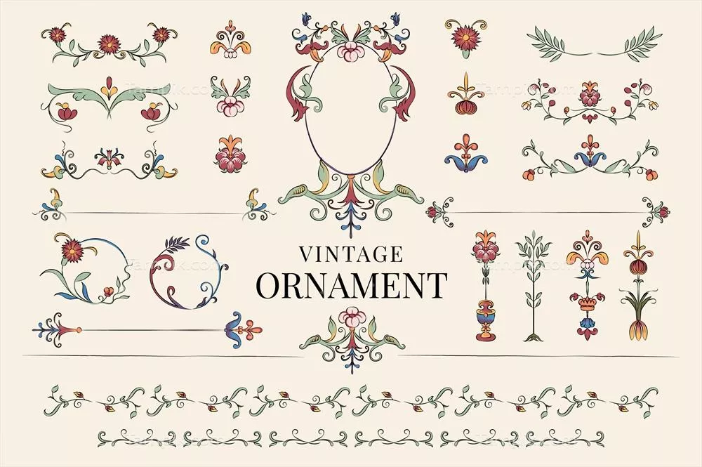 تصویر وکتور تزئینی قدیمی با گلچین زیبا و قابل استفاده