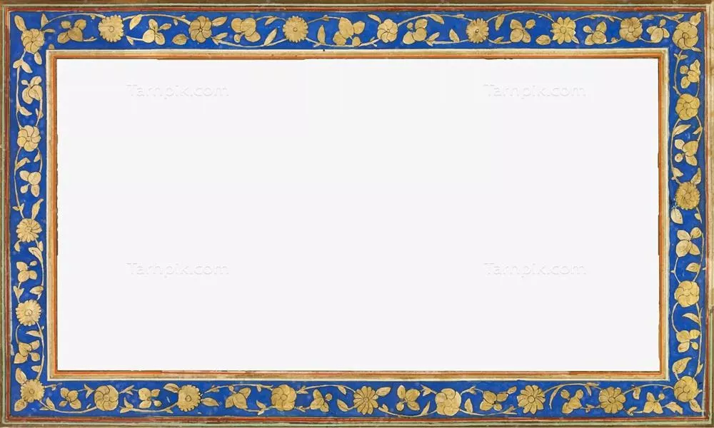 طرح وکتور قاب مستطیلی طلایی و آبی با سبک قدیمی و وینتیج