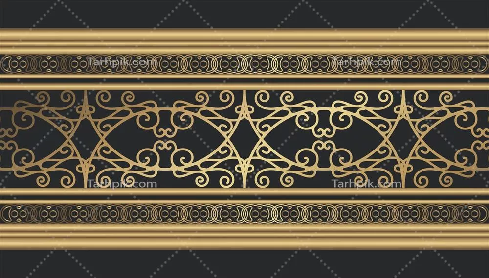 وکتور حاشیه زینتی طلایی نوستالژیک بر روی پس زمینه تیره