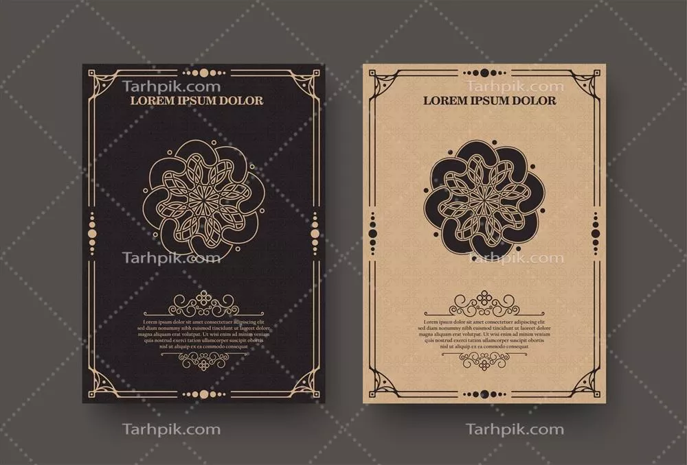 وکتور مجموعه کارت تبریک با تزئینات عتیقه و طراحی کلاسیک