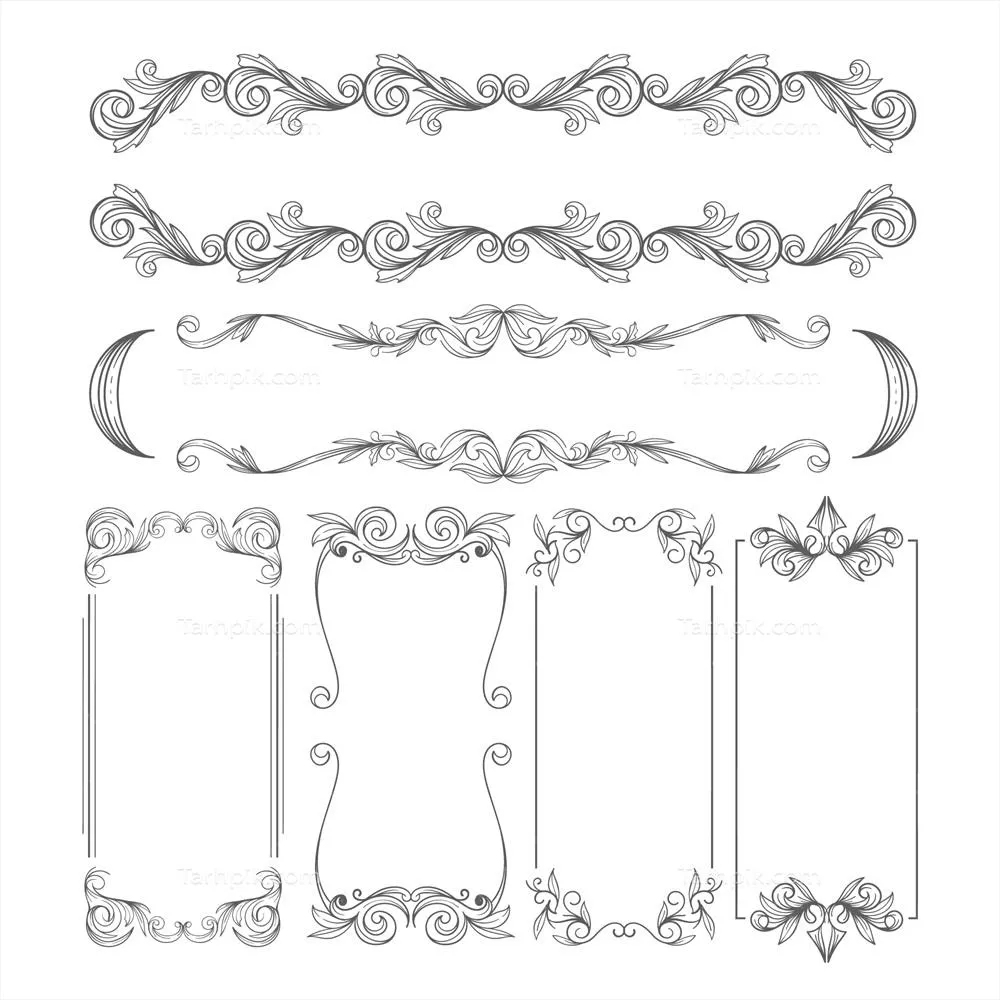 ست فریم های قدیمی و زینتی (2) - وکتور با طراحی های زیبا