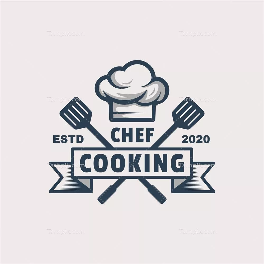 وکتور لوگوی آشپزی و رستوران با طراحی وینتج و رترو برای کسب و کار غذا