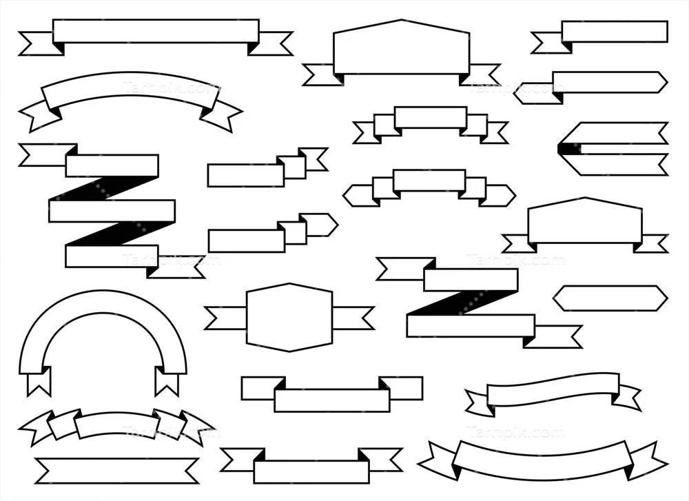 مجموعه پرچم های ریبون قدیمی به سبک تخت وکتور