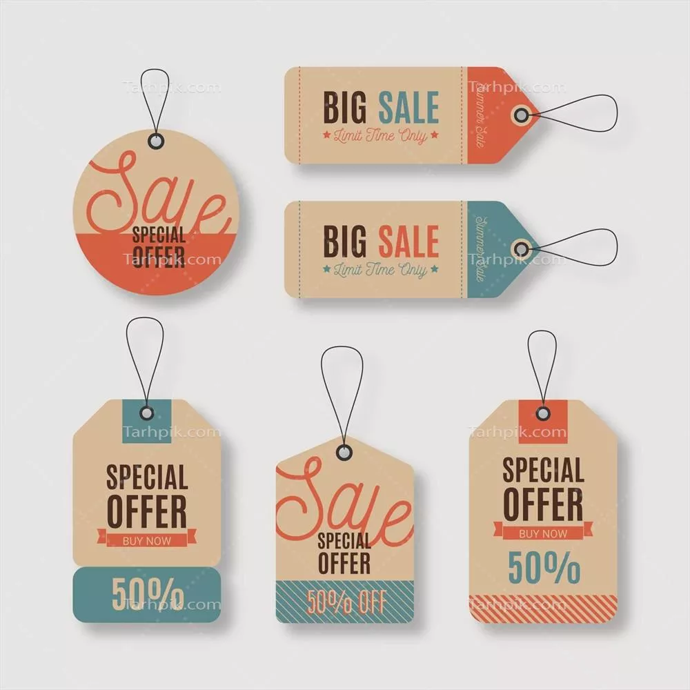 مجموعه وکتور تگ های فروش وینتیج با طراحی های جذاب و خاص