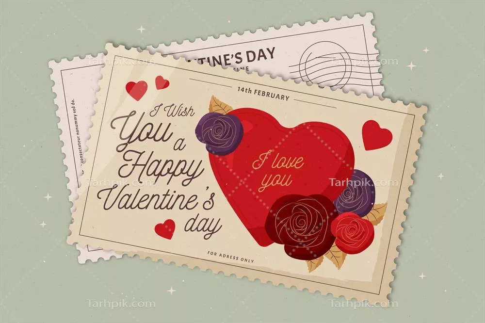 پس‌زمینه وکتور ولنتاین به سبک وینتج با گرافیک زیبا و احساسی