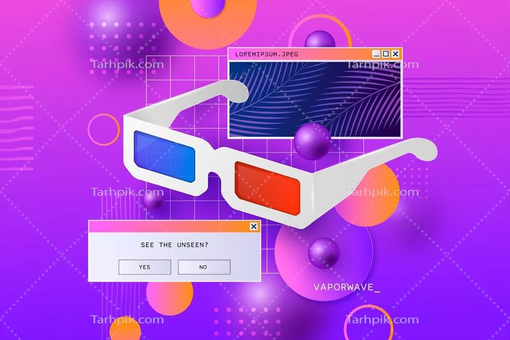 بک گراند وکتوری نوستالژیک وینتج با طراحی وپروی و رنگ‌های شاد